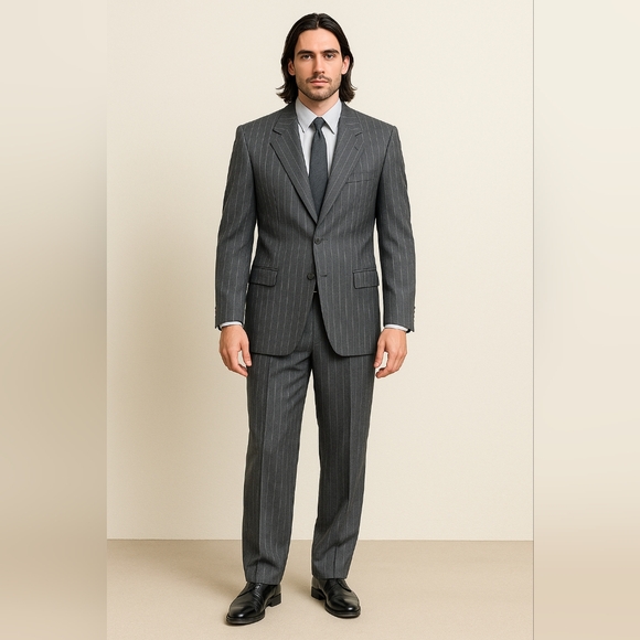 Men'ssuit blazer and pant striped darck gray